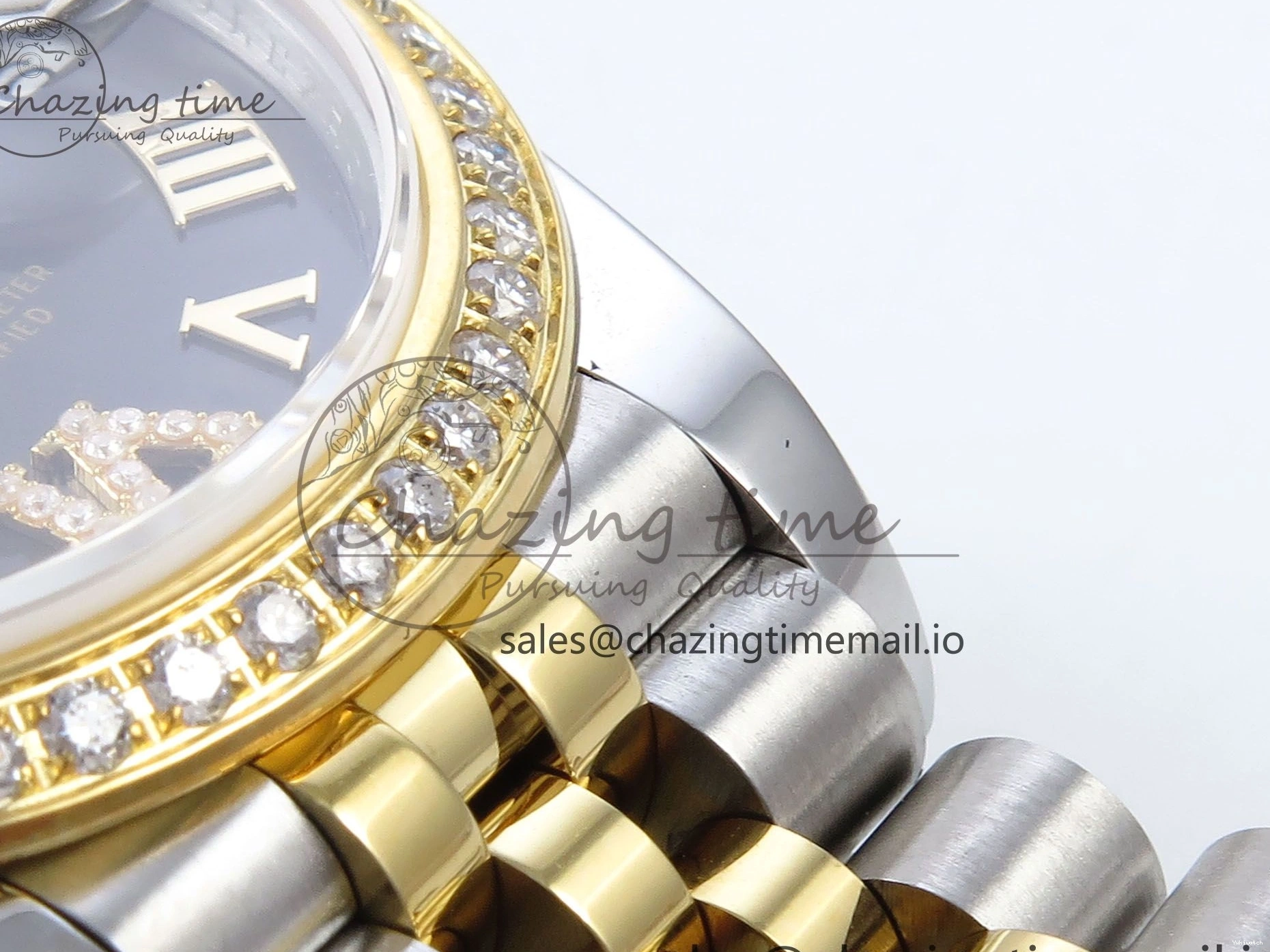 on SS YG DateJust 904L Steel Roman Jubilee Edition Diamonds HZ2236 Bracelet JARF 278383RBR Dial 1:1 Gray Best 31 0404